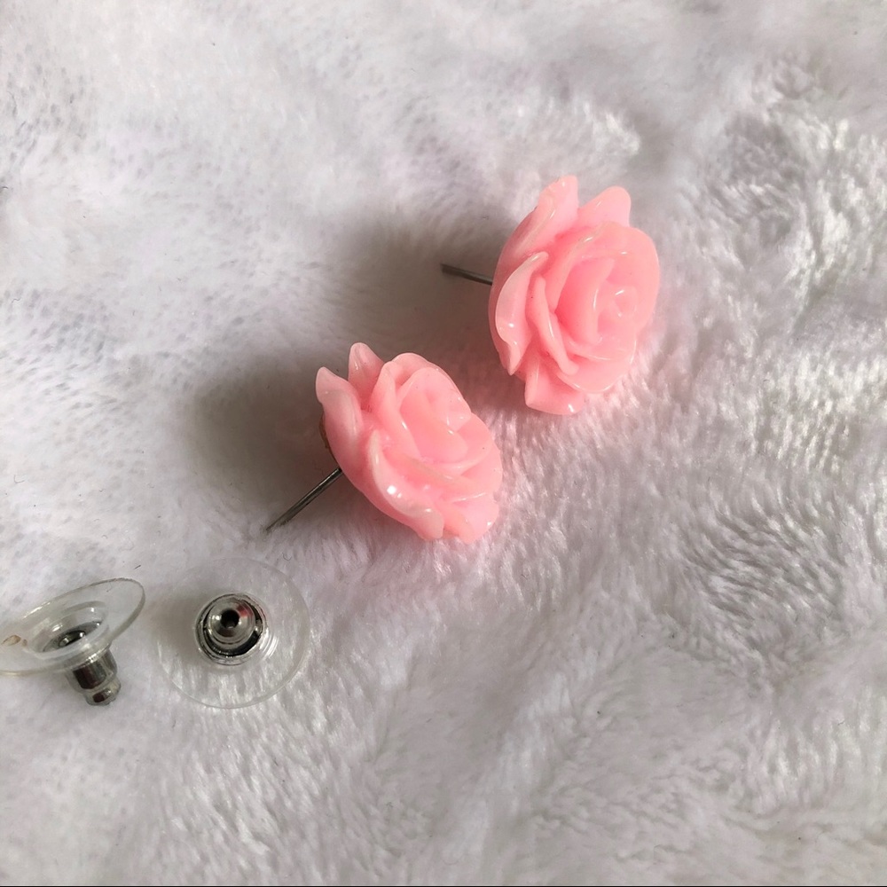 Pink Rose Studs - Picture 7 of 9